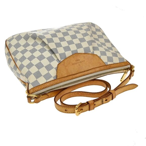 LOUIS VUITTON Siracusa PM Shoulder Bag Damier Azur Leather White - Picture 6 of 15